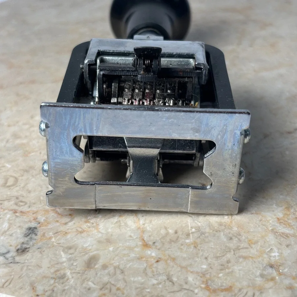 Cosco Automatic Numbering Machine Stamp 6‎ Wheel Metal Silver Black Office